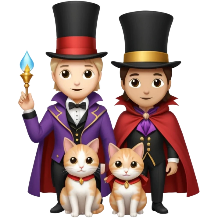 magician couple and their pet cat emoji