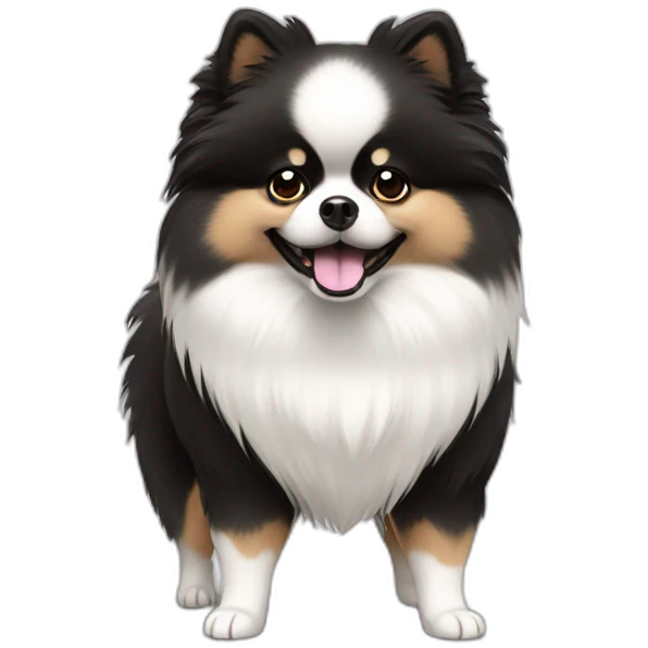 black white but white face overweight pomeranian emoji