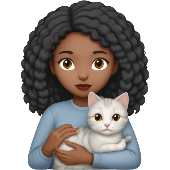 Black girl with grey cat emoji