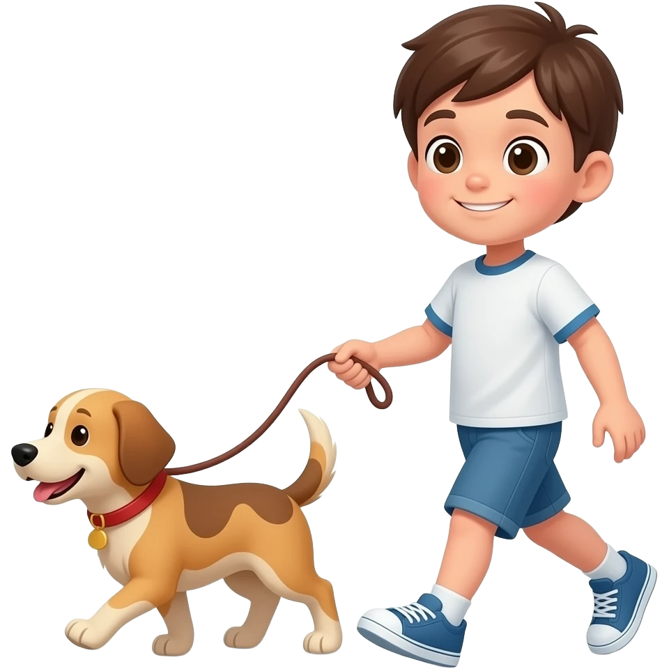 kid walks a dog emoji