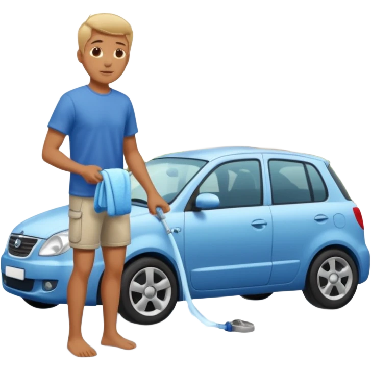 man washing a car outside his house full body emoji