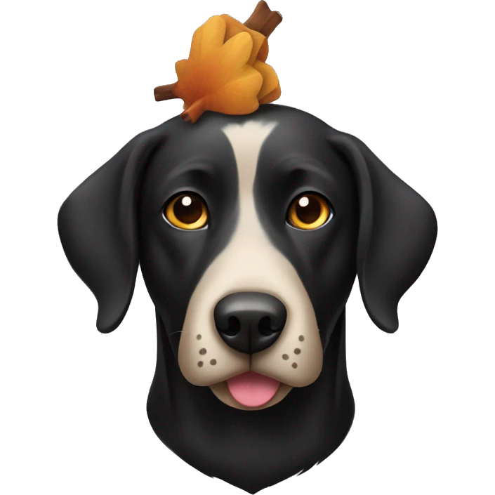 Full size Black Lab dog in a turkey costume emoji