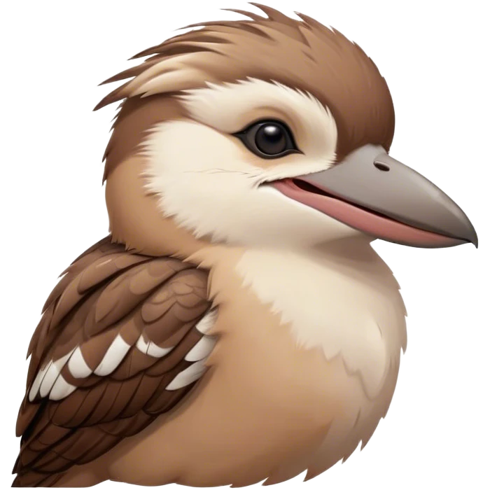 Meme-Worthy Cute Sleeping Kookaburra Portrait Emoji, Head resting peacefully with a contented smile, showcasing a stout build and a luxuriously soft brown plumage, eyes shut in a serene, restful doze, Simplified yet hilariously adorable features, highly detailed, glowing with a soft, drowsy light, high shine, relaxed and utterly lovable, stylized with an air of playful laziness, bright and heartwarming, soft glowing outline, capturing the essence of a comically sleepy kookaburra, so meme‐worthy it feels like it could instantly become the next viral sensation of adorable slumber! emoji