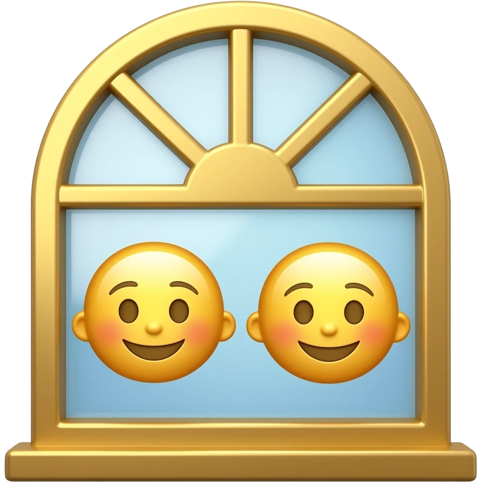 simple arched golden window arched with  emoji twin babies, no background emoji