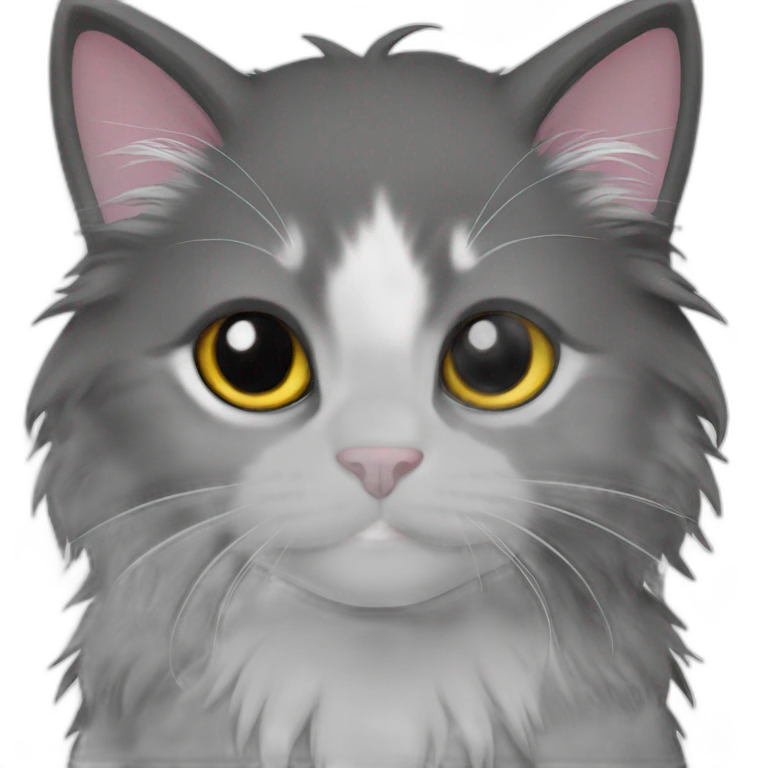 long haired black small kitten emoji