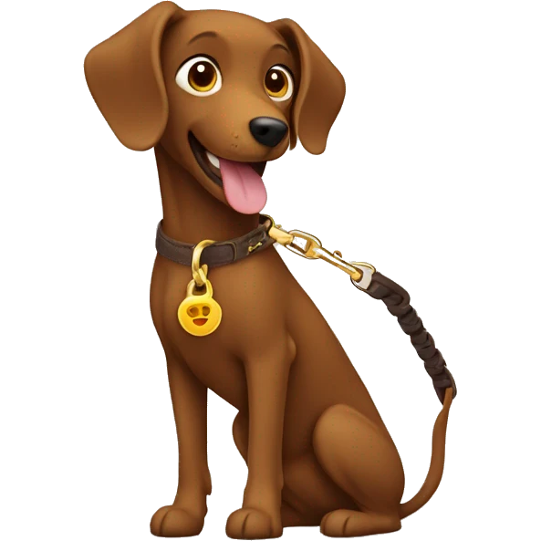Brown dog leash with golden snap  emoji