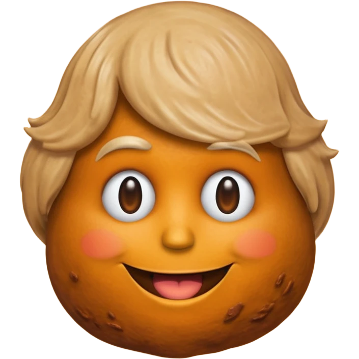 the poop emogi, a pile of poop in trumps image   none of those are what i want  i want the poop emogi with trumps face renbdered in poop, with an orange cast, and his wig on top emoji