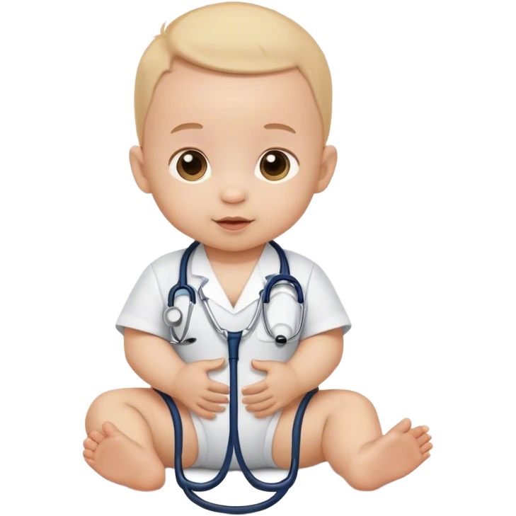 Baby, 6 months, with a stethoscope  emoji