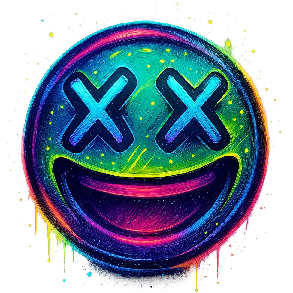 graffiti style emoji, neon colors, glowing effect, detailed, with a sense of urban artistry emoji