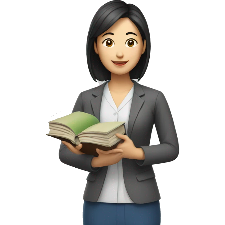 asian female teacher holding books emoji