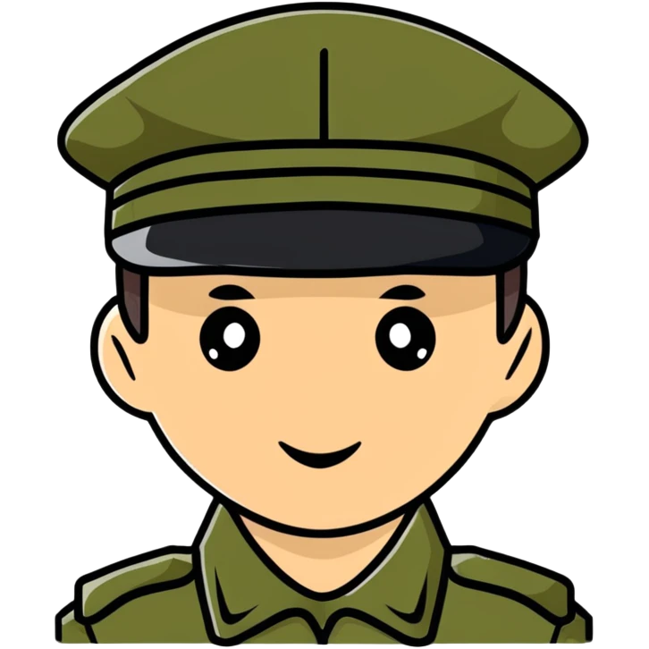 rear view of military personnel wearing a cap or hat emoji