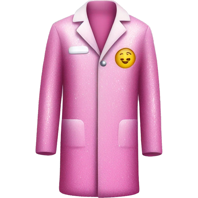 Pink medical coat covered in glitter emoji