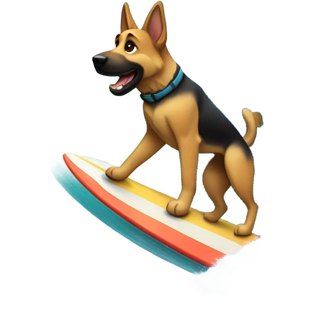 German shepherd with sunglasses surfing a big wave emoji