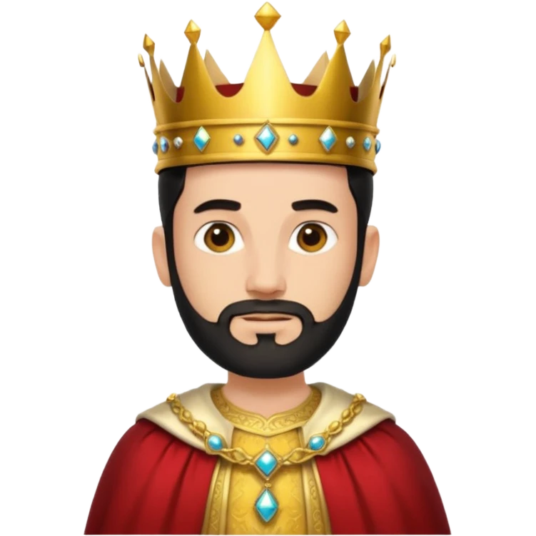 Bearded King, young king with short black beard, wearing crown
 emoji
