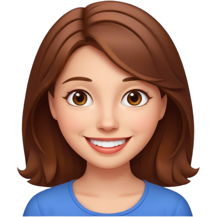 cute brown haired women with amazing smile emoji