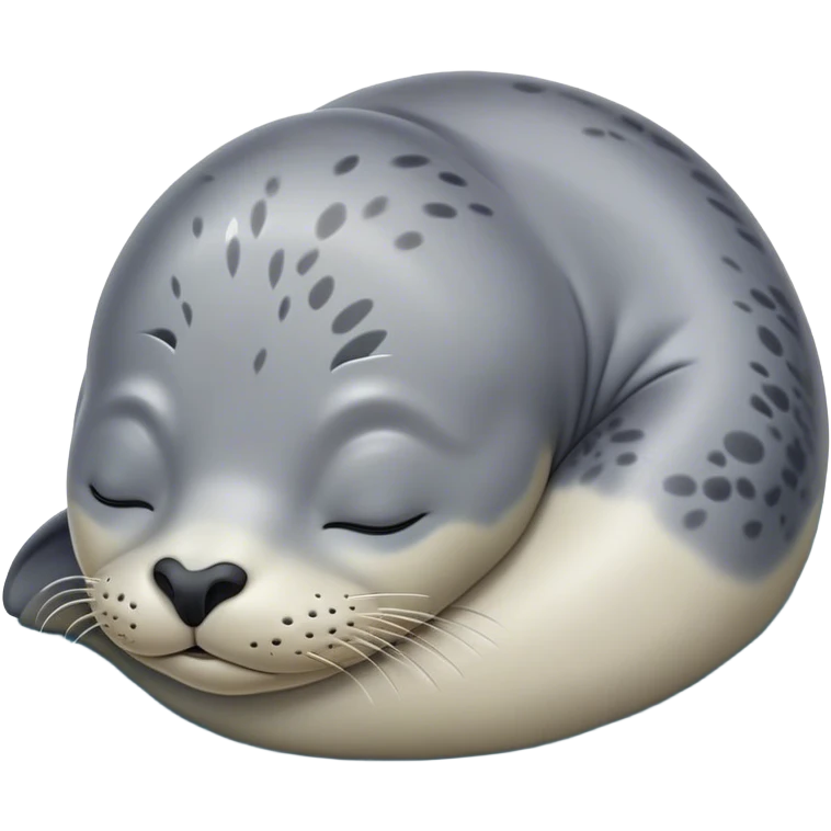 Meme-Worthy Cute Sleeping harbour seal Portrait Emoji, Head resting peacefully with a contented smile, showcasing a smooth, streamlined body and eyes gently closed in serene slumber, Simplified yet adorably endearing features, highly detailed, glowing with a soft, drowsy ocean light, high shine, relaxed and utterly lovable, stylized with an air of playful laziness, soft glowing outline, capturing the essence of a sleeping seal that feels destined to become the next viral icon of adorable rest! emoji