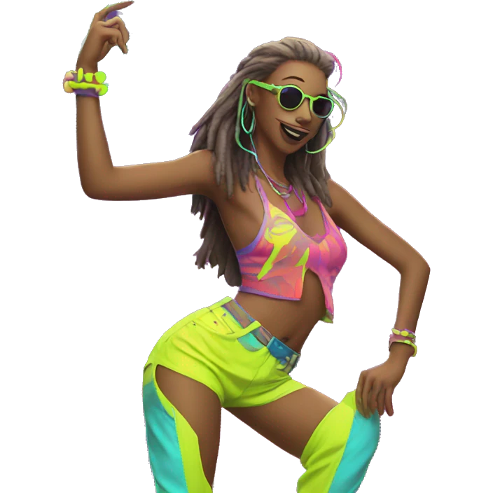 Rave party dancing neon smoking emoji