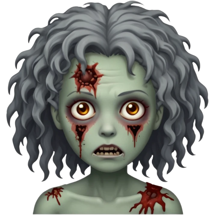 Mulher zumbi com pés escura ferimentos e um cabelo crespo emoji