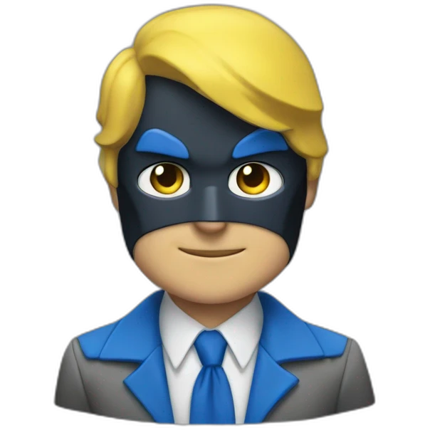 batman in blue,white and yellow suit emoji