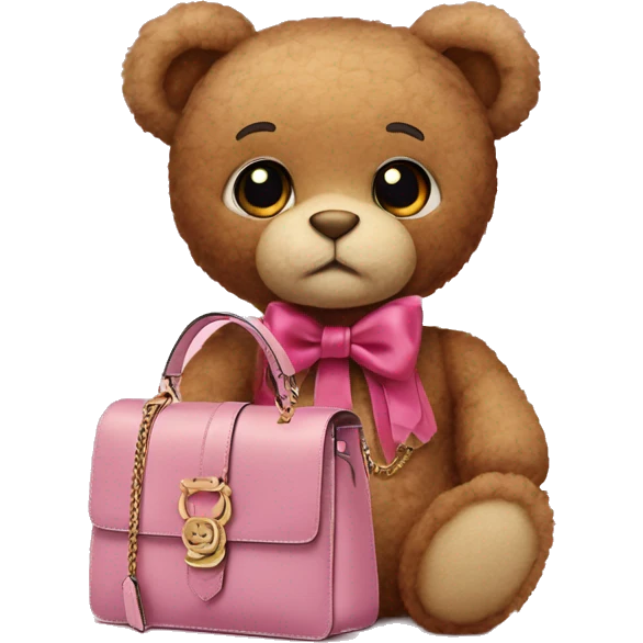 pink bow teddy bear solo with gucci bag emoji