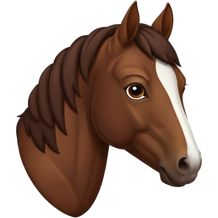 brown horse with chocolate mane and a long white stripe on its muzzle emoji