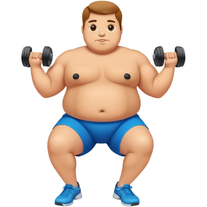 A fat person exercising with dumbbells emoji