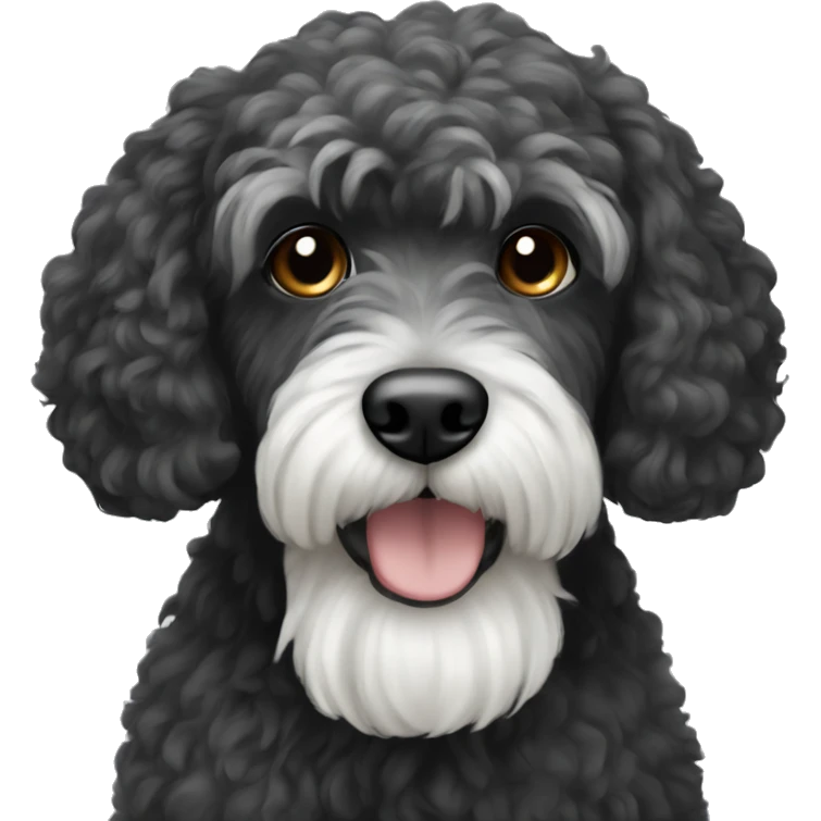 black cockapoo with long white beard emoji
