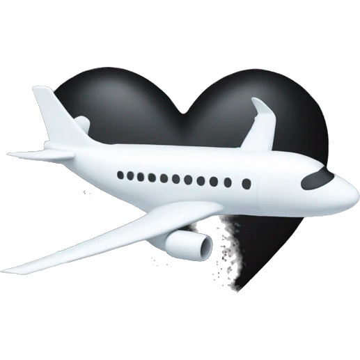 Dot dot dot small aeroplane n small black heart  emoji
