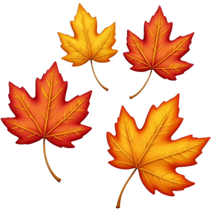 3 autumn leaves, blowing the left in the wind, white background emoji