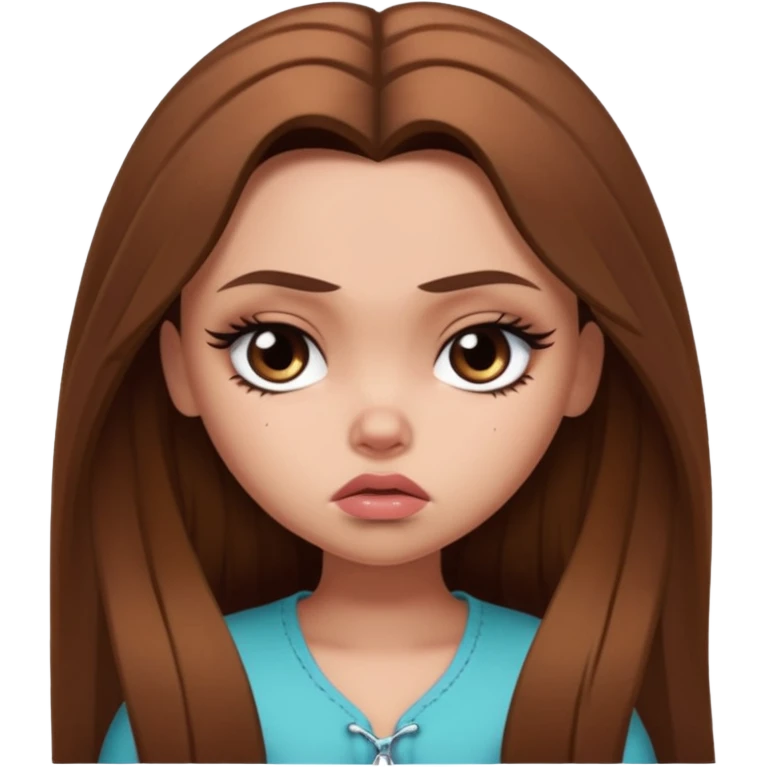 sad pretty bratz baddie, long brown hair emoji