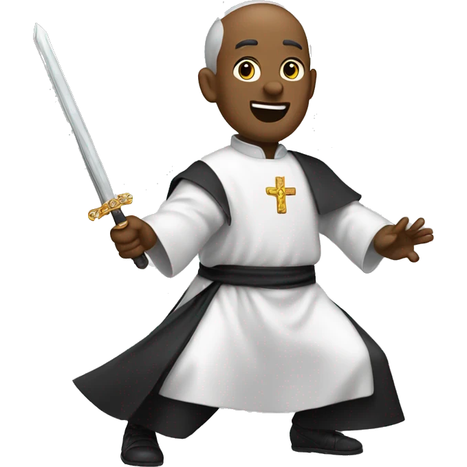 Priest holding a sword while dancing emoji