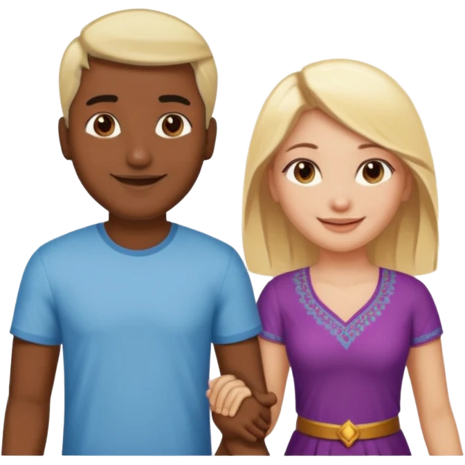 Indian man and blonde woman holding hands emoji