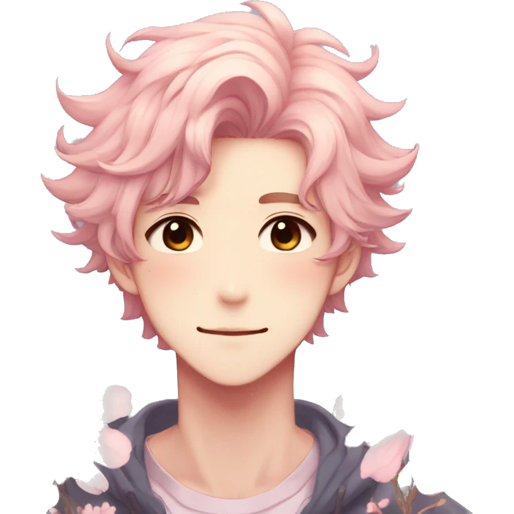 Gorgeous pastel anime style shojo man with blushing face and flowers aesthetic trending style emoji