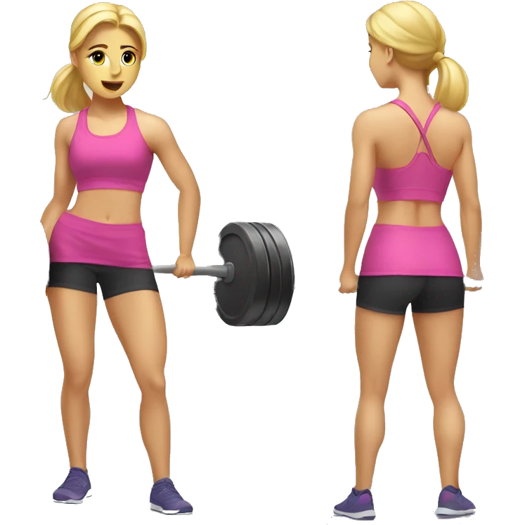 Blonde girl doing squats with barbell emoji