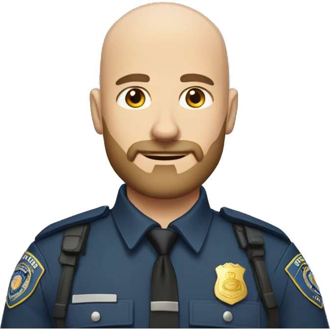Bald Caucasian man with light brown beard in police uniform  emoji