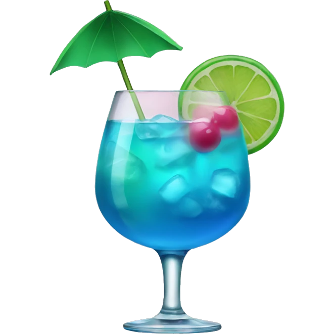 Blue with green and pink cocktail  emoji
