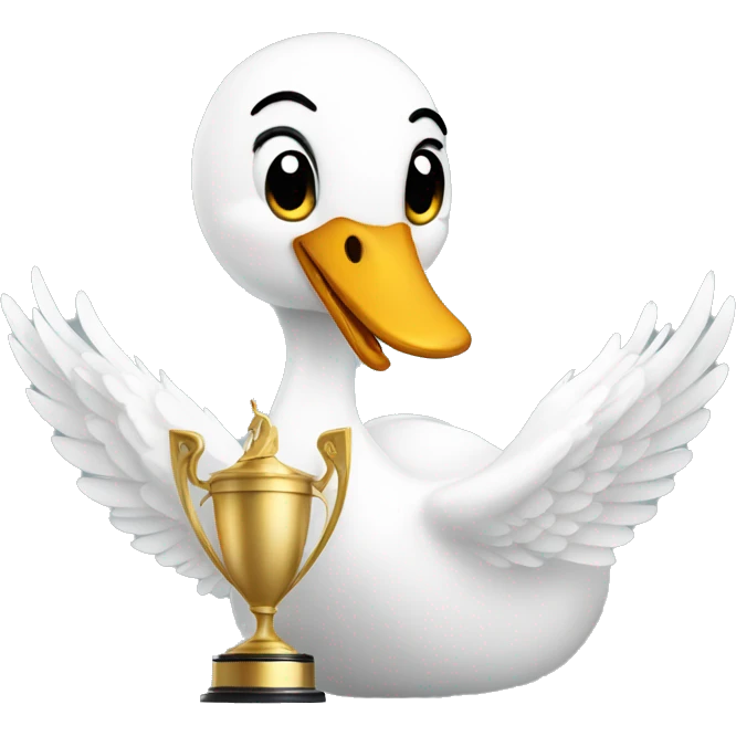 swan holding a trophy up emoji