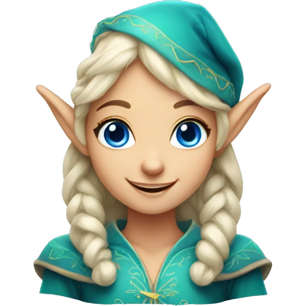 smiling elf girl with blue eyes emoji