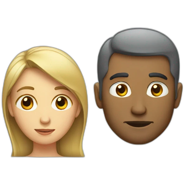 man and woman pondering emoji