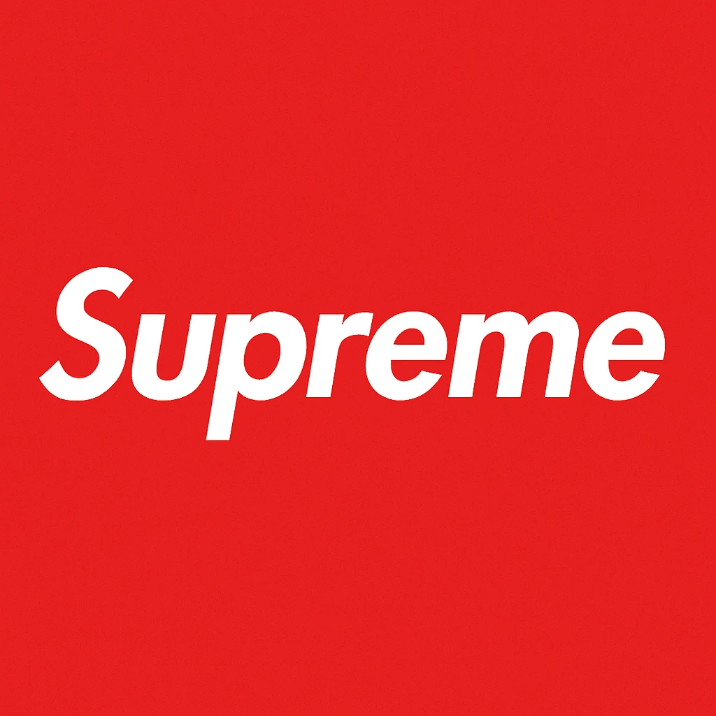 Remove the black border from the Supreme logo, keep only the white text on a red rectangle, no outline, preserve the original style of the logo. emoji