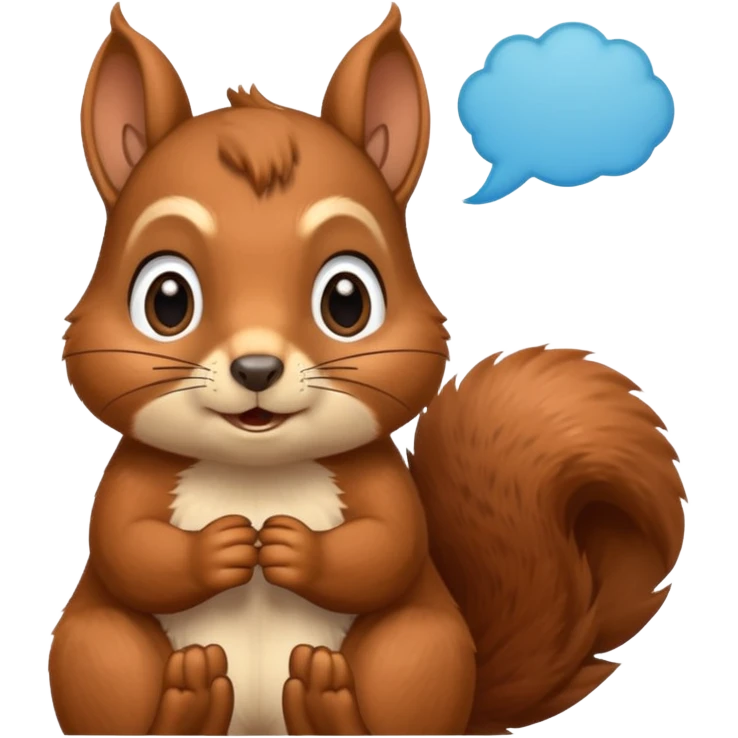 a squirrel holding its chin, eyes looking up, with a prominent thought bubble above its head emoji