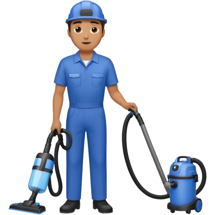 técnico de limpieza hombre sujetando una aspiradora de agua emoji