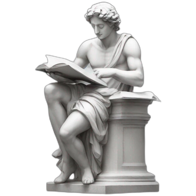 Italian statue studying emoji