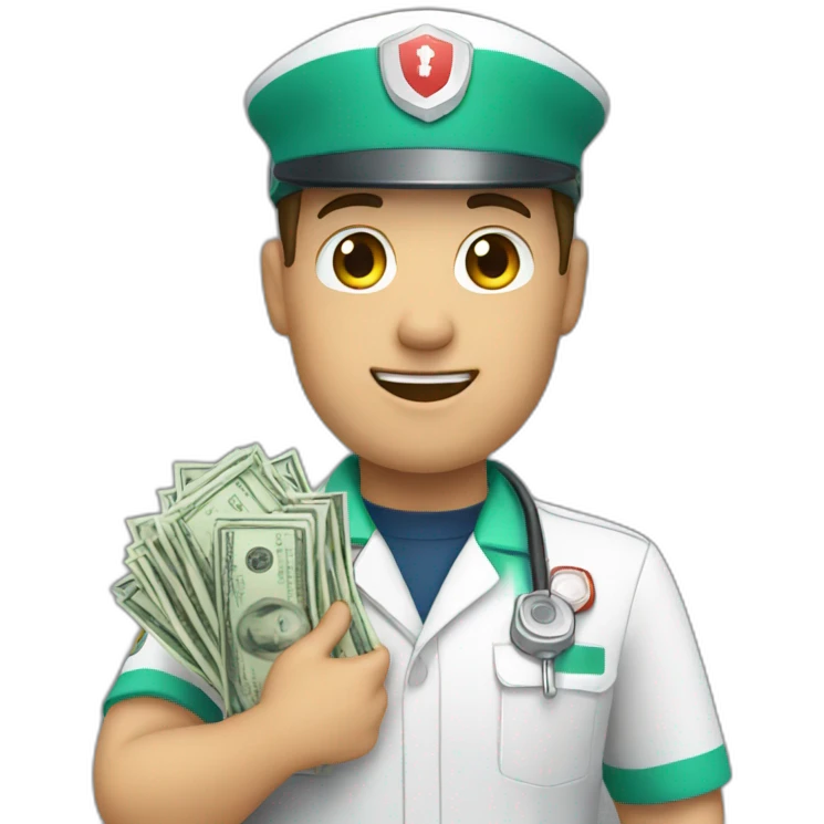 paramedic holds money in his hand emoji
