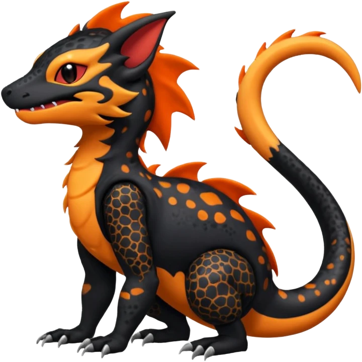 Magmatic furry spotted Salandit-Noibat-Litten-Hybrid (Full body) emoji