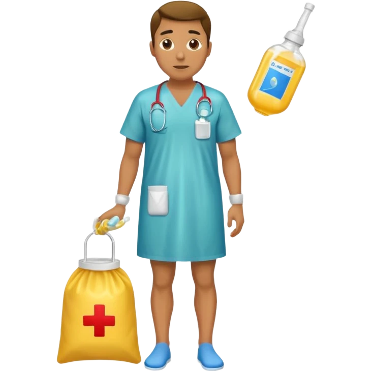 Man with a urine condom and leg bag emoji