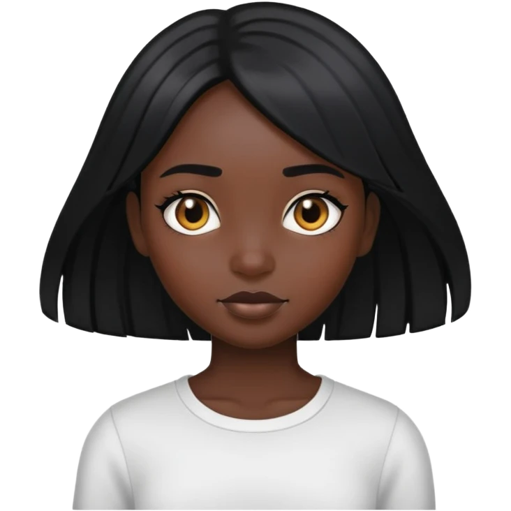 girl with straight black hair and black skin emoji