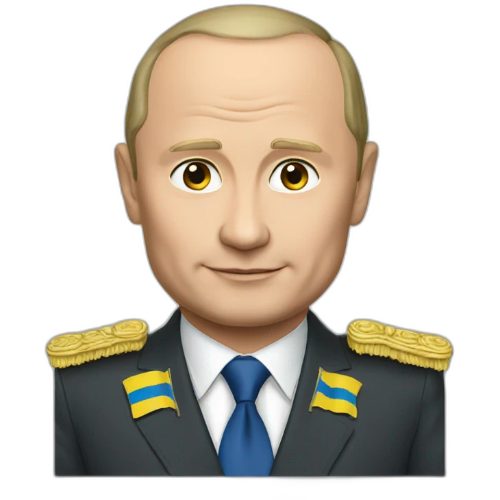 Putin with Ukrainian flag in background emoji
