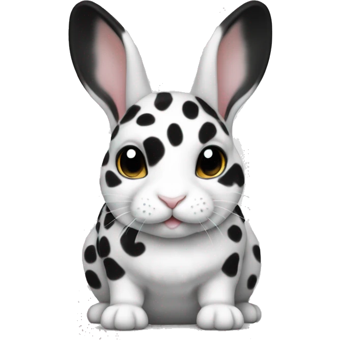 black and white spotted female mini rex rabbit emoji