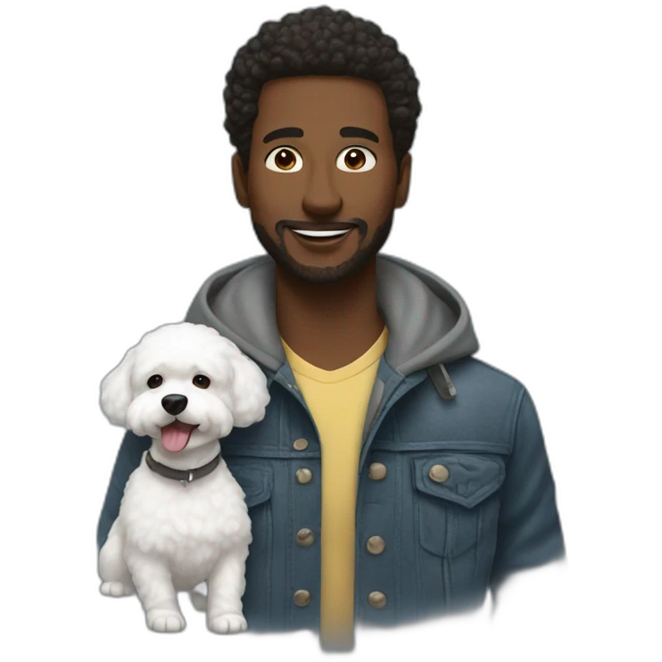 urban men with bichon emoji